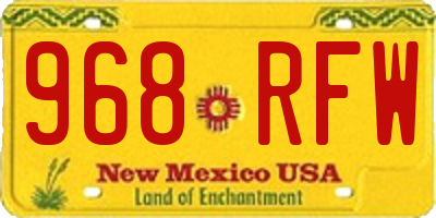 NM license plate 968RFW