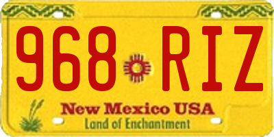 NM license plate 968RIZ