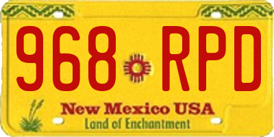 NM license plate 968RPD