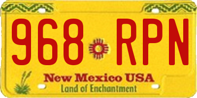 NM license plate 968RPN
