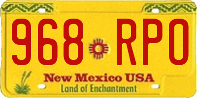 NM license plate 968RPO