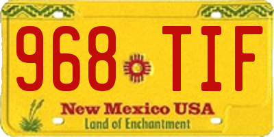NM license plate 968TIF