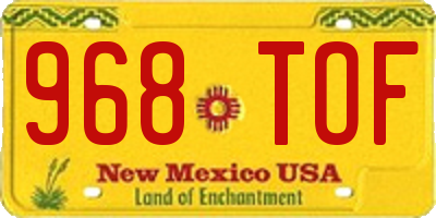 NM license plate 968TOF