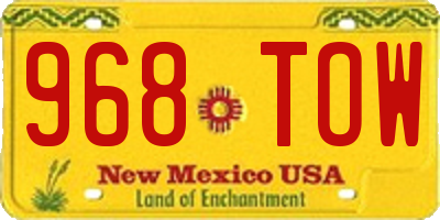 NM license plate 968TOW