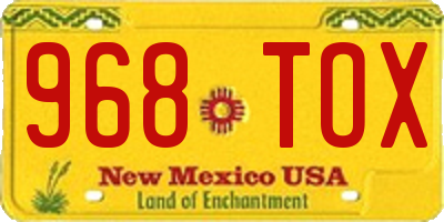 NM license plate 968TOX