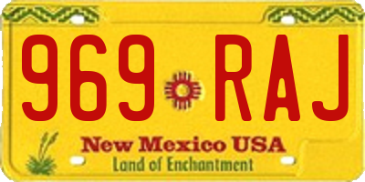 NM license plate 969RAJ