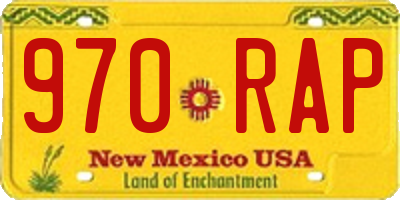 NM license plate 970RAP
