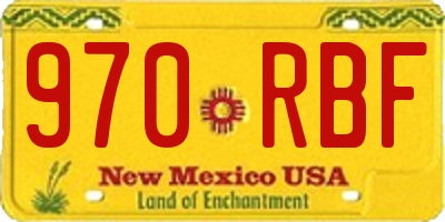 NM license plate 970RBF