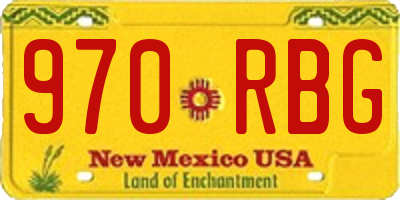 NM license plate 970RBG