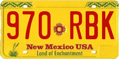 NM license plate 970RBK