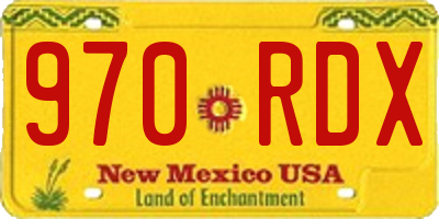 NM license plate 970RDX