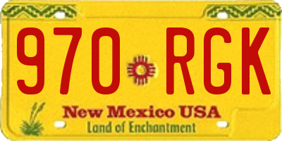 NM license plate 970RGK