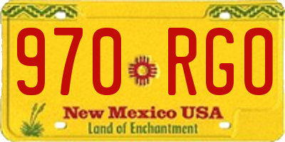 NM license plate 970RGO