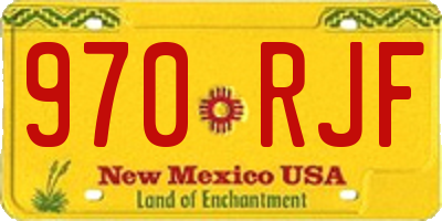 NM license plate 970RJF