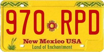 NM license plate 970RPD