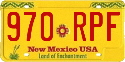 NM license plate 970RPF