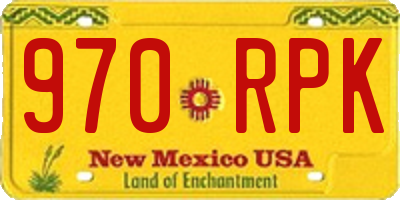 NM license plate 970RPK