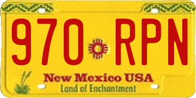 NM license plate 970RPN