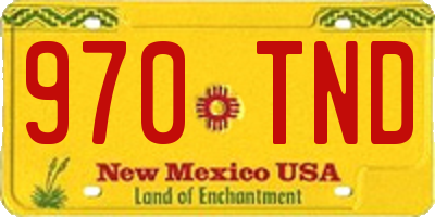 NM license plate 970TND