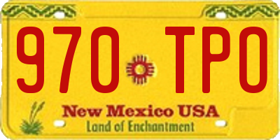 NM license plate 970TPO