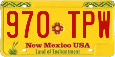 NM license plate 970TPW