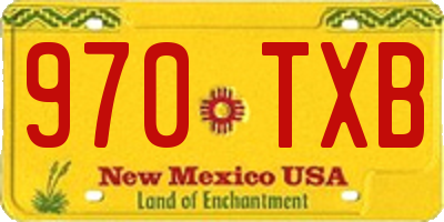 NM license plate 970TXB