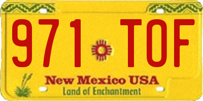 NM license plate 971TOF