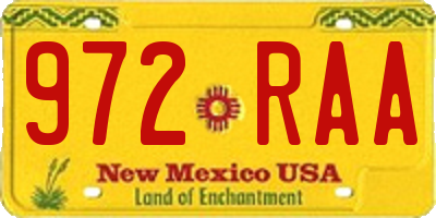 NM license plate 972RAA