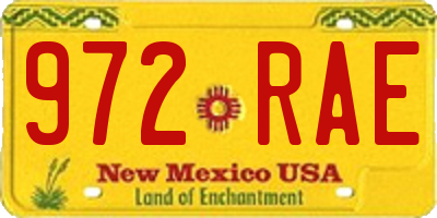 NM license plate 972RAE