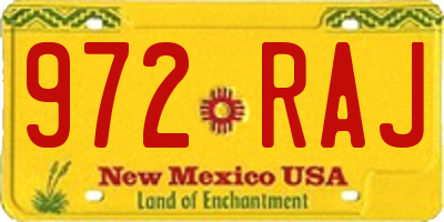 NM license plate 972RAJ