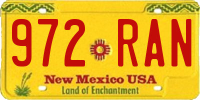 NM license plate 972RAN