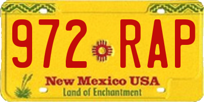 NM license plate 972RAP