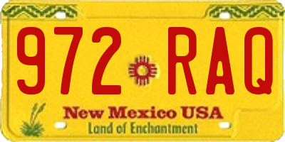 NM license plate 972RAQ