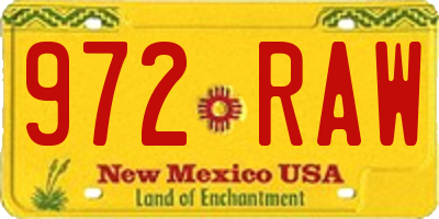 NM license plate 972RAW
