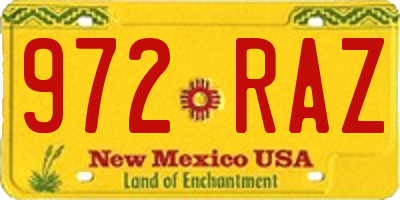 NM license plate 972RAZ