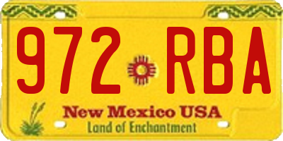 NM license plate 972RBA