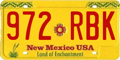 NM license plate 972RBK