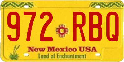 NM license plate 972RBQ