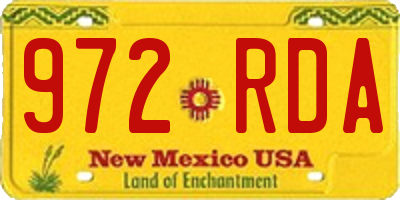 NM license plate 972RDA