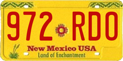 NM license plate 972RDO