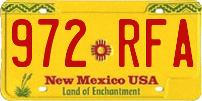 NM license plate 972RFA