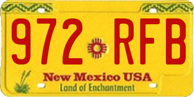 NM license plate 972RFB