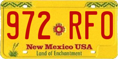 NM license plate 972RFO