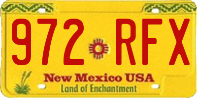 NM license plate 972RFX