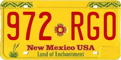 NM license plate 972RGO