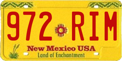 NM license plate 972RIM