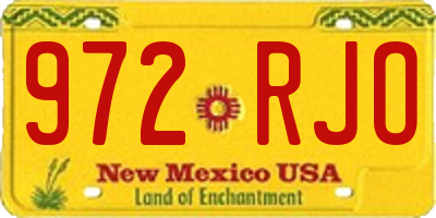 NM license plate 972RJO