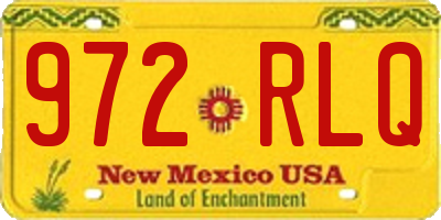 NM license plate 972RLQ
