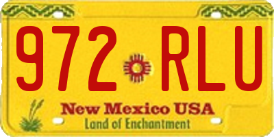 NM license plate 972RLU