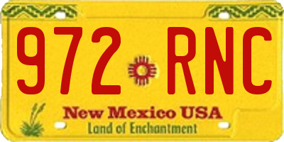 NM license plate 972RNC
